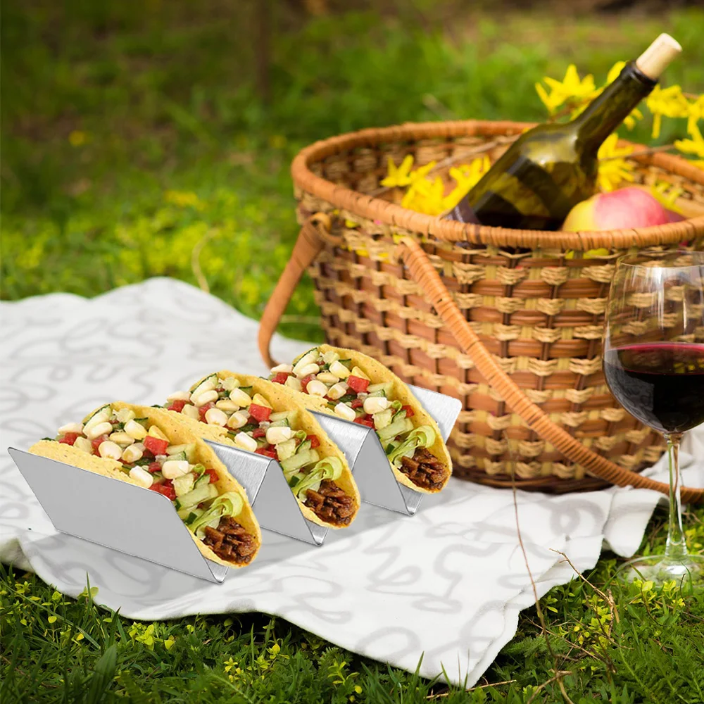 Taco держатель стойка из нержавеющей стали твердая мягкая ракушка волна Мексиканская стойка для еды инструмент для пиццы ресторанное шоу для еды кухонные инструменты