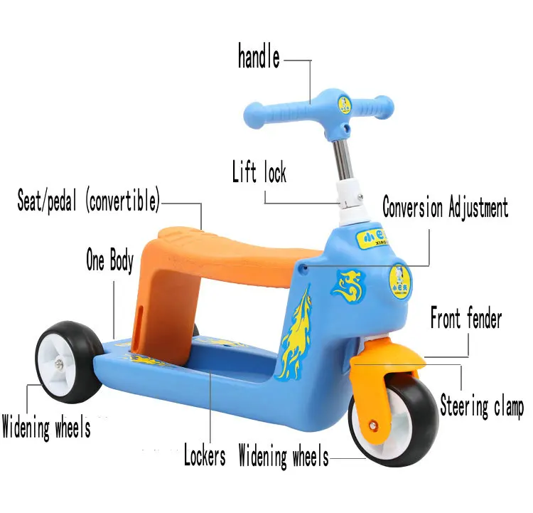 Детский самокат для детей 1-4 лет, Детский самокат, трехколесный велосипед, детский скутер, обучающий скутер
