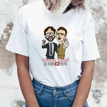 

New T Shirt Funny Design La Casa De Papel T Shirt Women cartoon Printed Women Short Sleeve House of Paper T-Shirt Tops