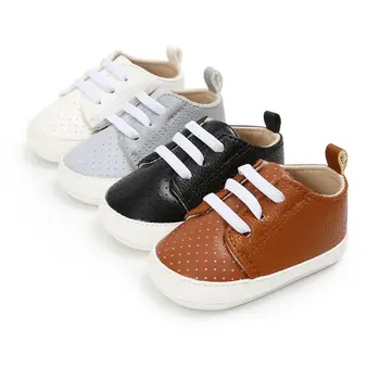 

2019 Spring Autumn Infant Baby Boys Girls Sneaker PU Comfortable Breathable Solid Color Anti-Slip Soft Soled First Walkers Shoes