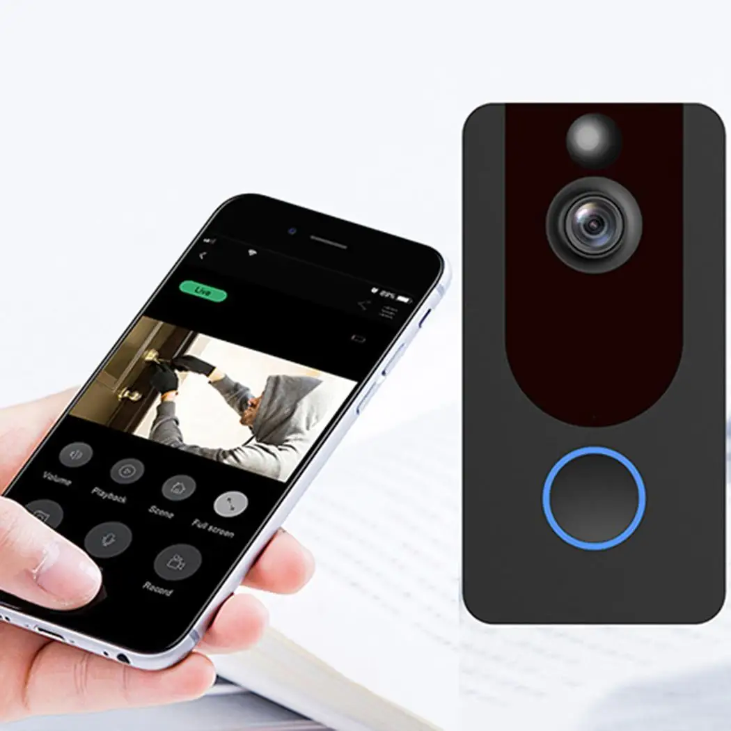 

WIFI Video Smart Doorbell Wireless Security 1080P Two-way talk Camera Night Vision PIR 166 Motion