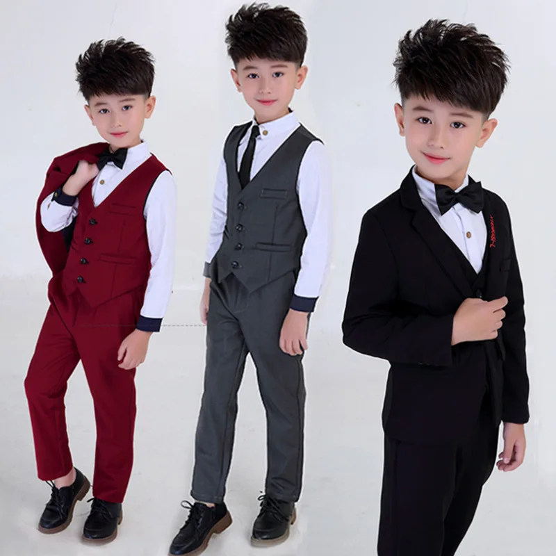 

2018 New Style Festive CHILDREN'S Suit BOY'S Autumn Clothing Dustproof Suit Cover Big Boy Children Bowtie Tie Three-piece Set Ch