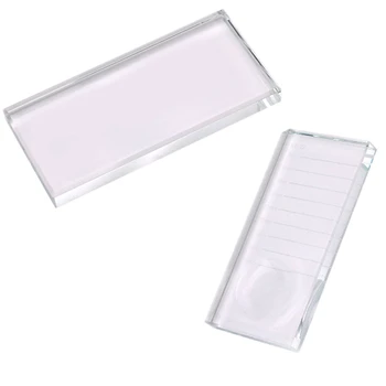 

2PCS Eyelash Pallet Crystal Glass Straight Stand Pad False Eyelashes Holder Transparent Glue Tray Beauty Makeup Tool