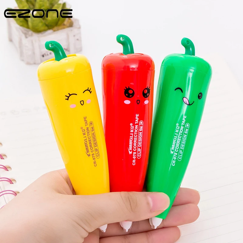 

EZONE 1PC Chili Correction Tape New Korean Stationery Cartoon Correction Tape Study Supply 30M Lengthen Correction Tape