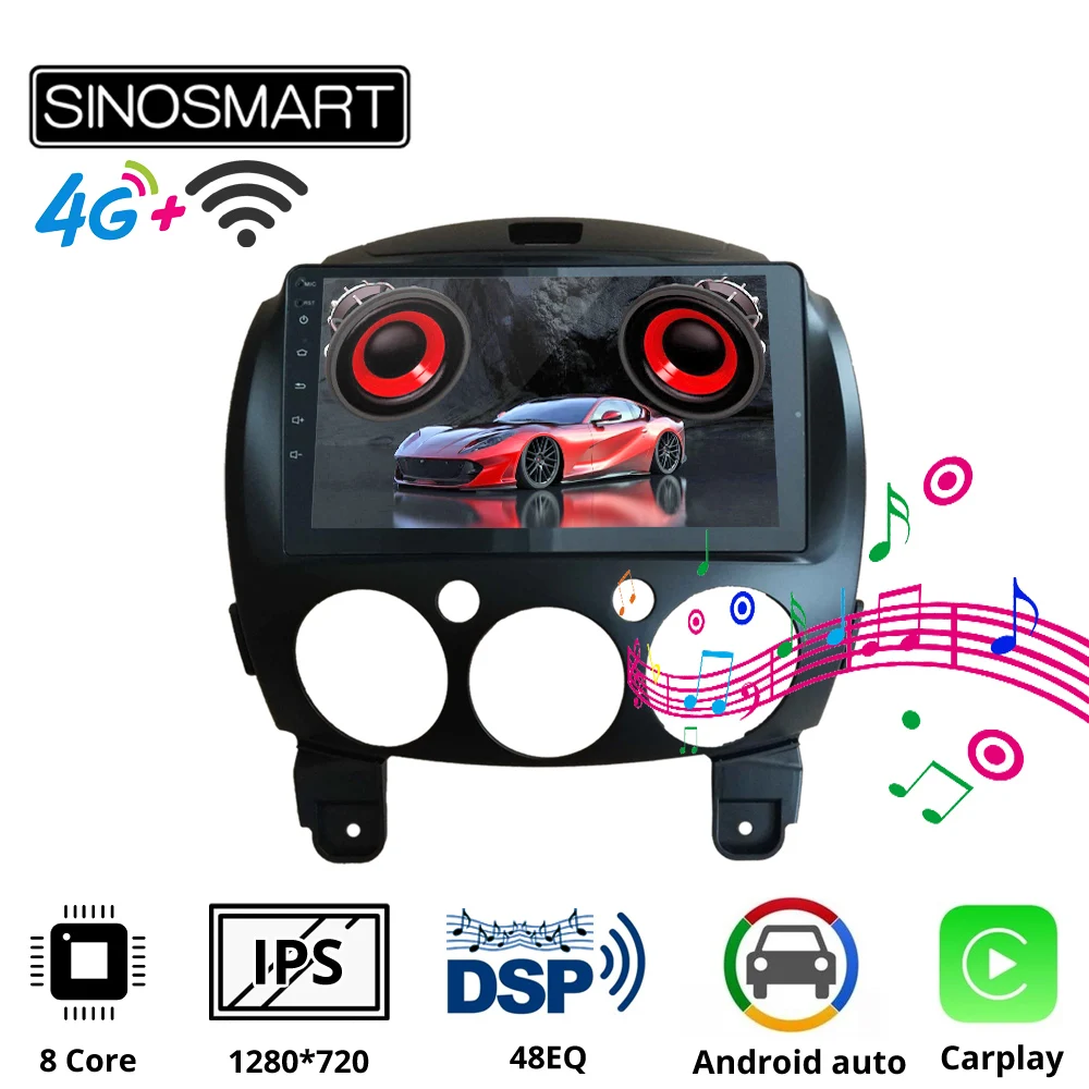 Sinosmart8 Core DSP 48EQ автомобильный радиоприемник с навигацией GPS для Mazda 2 2008 2013 2din 2.5D