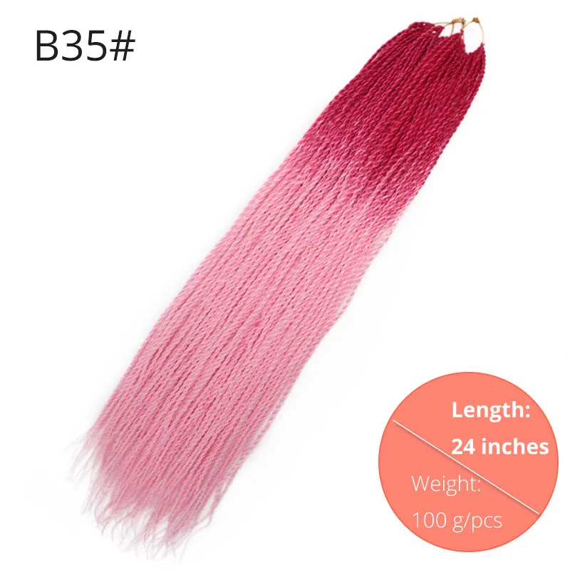 AISI BEAUTY Ombre Senegalese завивка, плетение волос 14 18 24 дюймов Синтетические косички для наращивания крючком наращивание волос Черный Коричневый Женский - Цвет: B35
