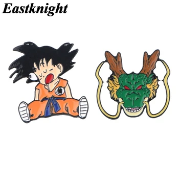 

K1393 Wholesale 20pcs/lot Goku and Shenron Anime Pins Enamel Pins Metal Cute Collar Pins Brooches Jewelry Lapel Pin Badge