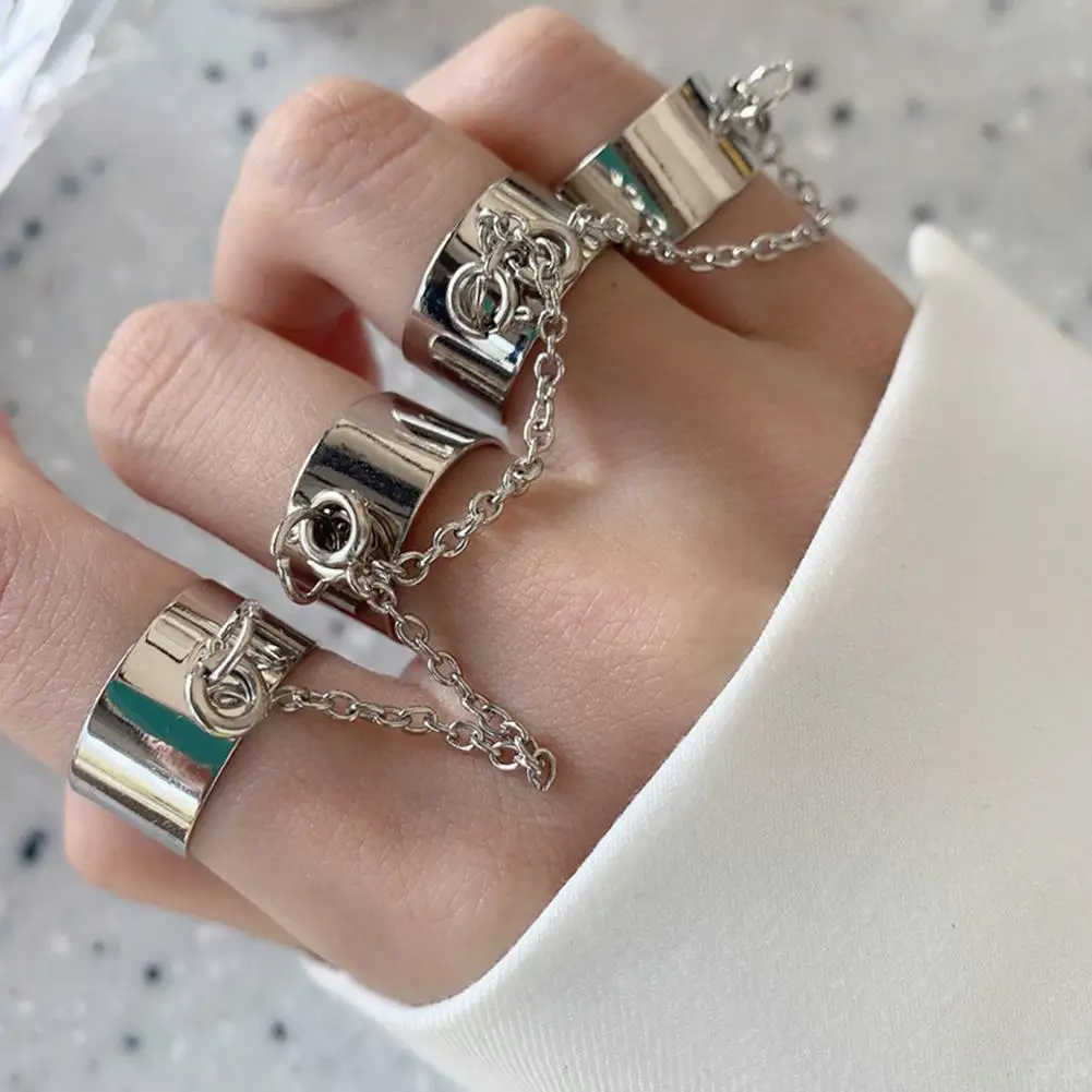 2020 New Punk Style Chain Link Multiple Finger Open Rings for Women Party Concert Ceremony Fashion Jewelry Gift Wholesale - Image 2