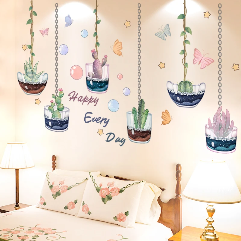 Potted Plant Succulent Bonsai Self-adhesive BabyHome Wall Sticker Wallpaper Art Mural Decal DIY Vinyl Decorative Wall Decoration (11)