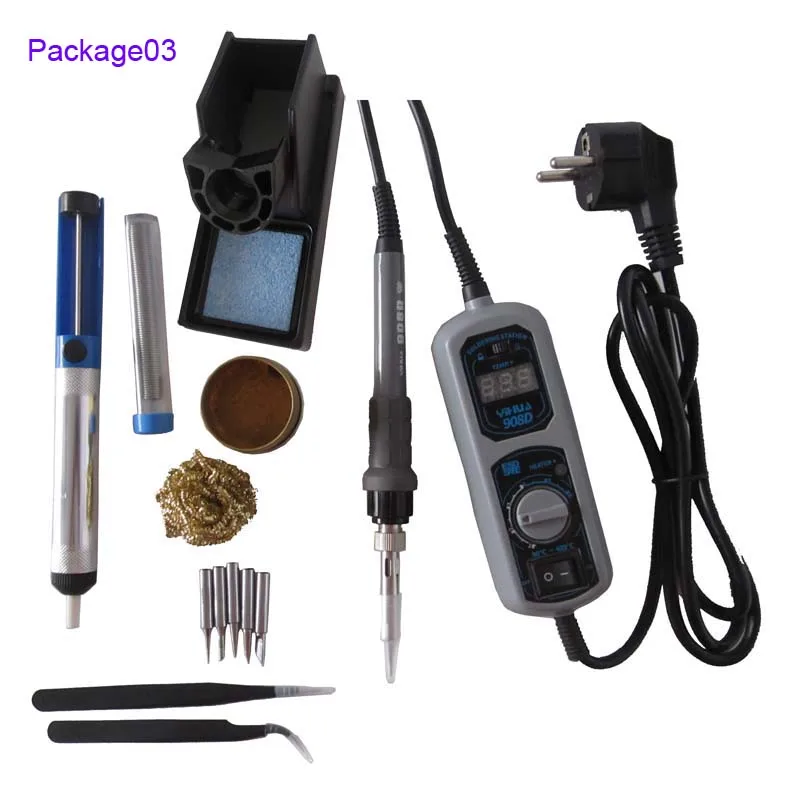 Package03 YIHUA 220V 60W 908D набор паяльников с различными инструментами для ремонта пайки, аксессуары - Цвет: Package03