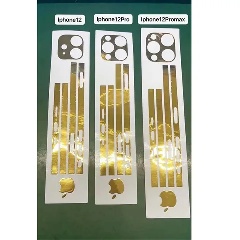 Pure Gold PVC Frame Film For iPhone 13 12 11 Pro Max Mini Skin Back Film Patch Modified Color Border Stickers