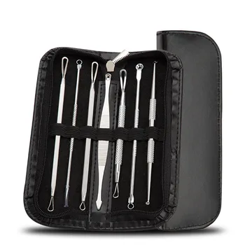 

7Pcs Black Bag Blackhead Remover Pimple Blemish Comedone Acne Extractor Remover Tool Set Acne Removal Needle LJ10