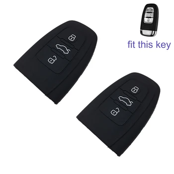 

2pcs 3 Button Silicone Car Remote Key Fob Silica Gel Holder Case Cover for Audi Series Black