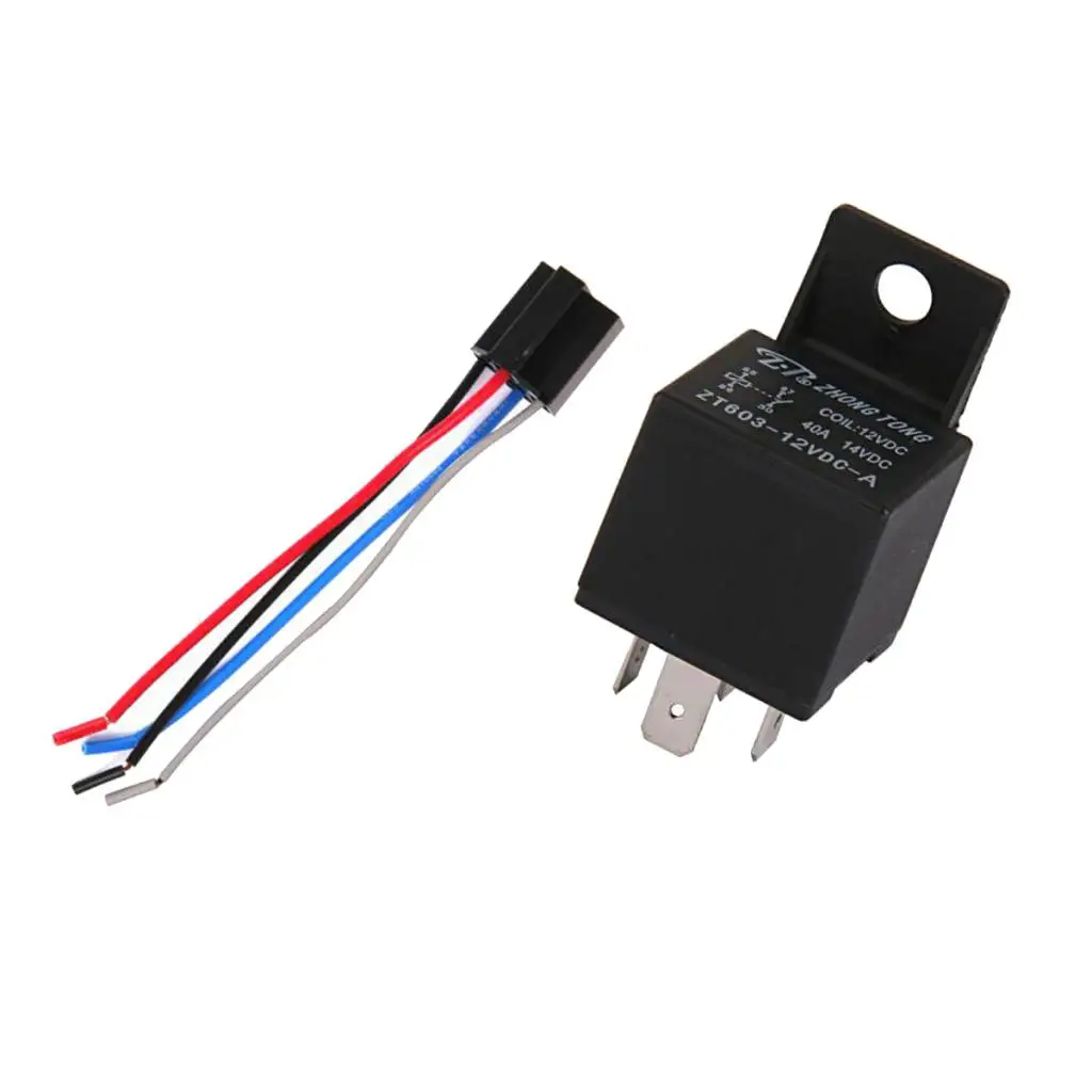 Автомобиль Грузовик Мотор 12V 40A AMP реле SPST& гнездо соединителя 4Pin 4 провода