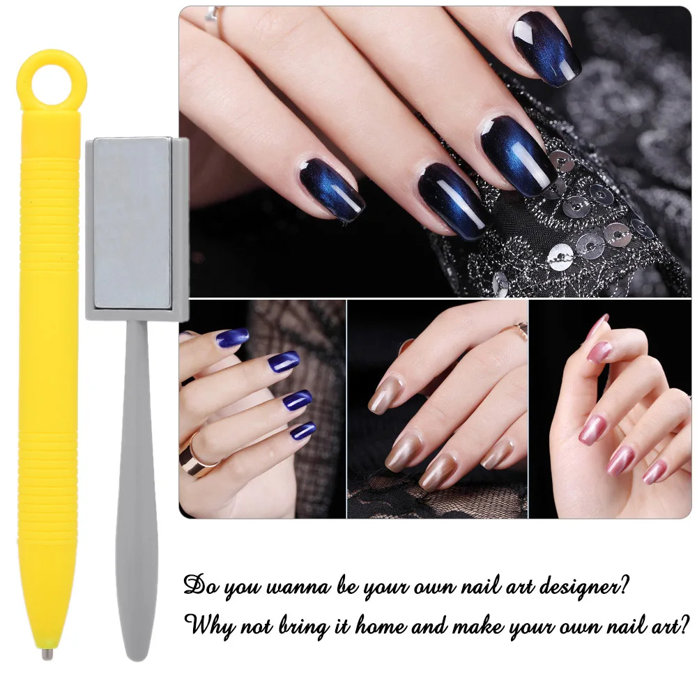 12 Pieces 3D Magnet Stick Set Magnetic Cat Eye Pen Drawing Vertical Stick For UV Gel Polish Magical Nail Tools