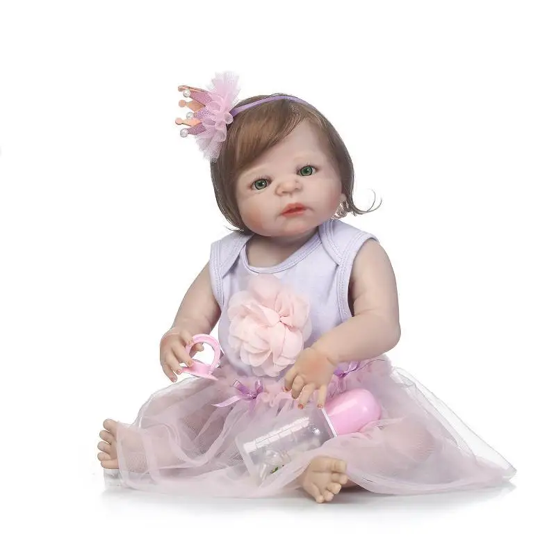 

Infant Cute Reborn Silicone Baby Doll Soft Full Body Water Bath Doll Infant Toddler Clothing Model 0-3M Play Toy Gift AA50DT