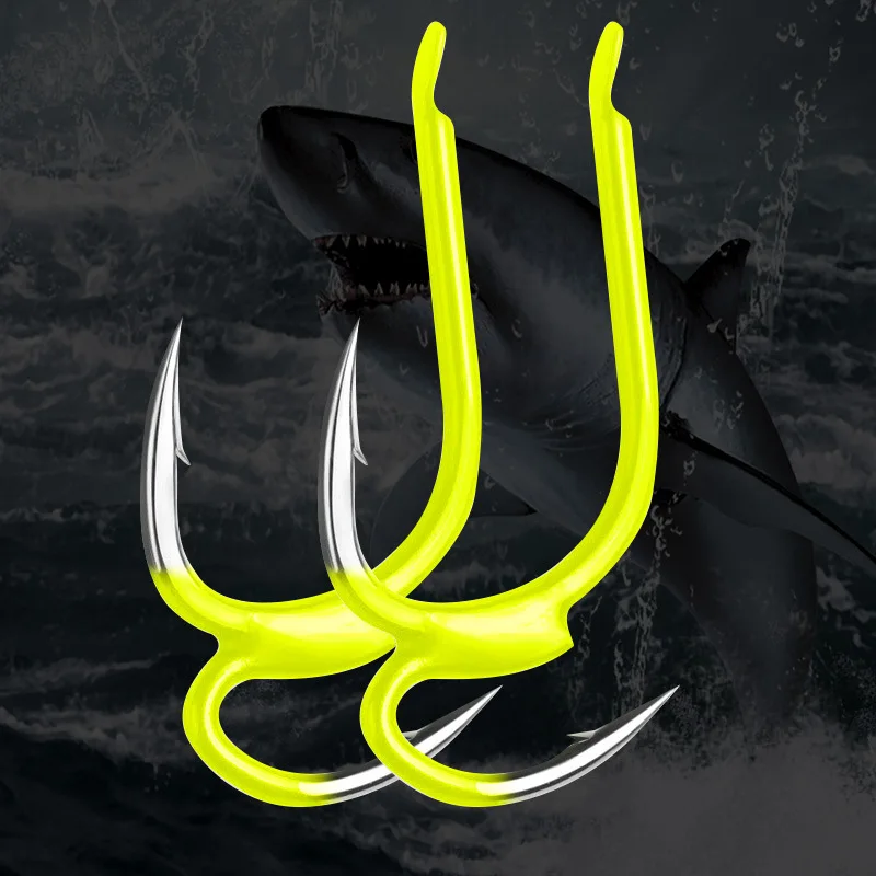 10Pcs Fishing Hook Yellow High carbon Steel Two Strength Tip Sharp