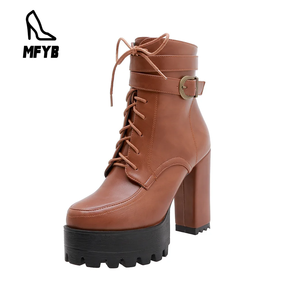 

MFYB Women's boots 2019 winter new fashion ultra high heel platform women's shoes large size 34-42 side zipper boots