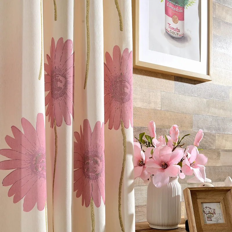 

Floral Curtains for Living Dining Room Bedroom Red Sun Flower Modern Fashion Exquisite Printed Polyester Thick Curtain Fabrics E