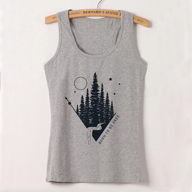 Camisole, женские майки, Vogue Belief Of The Universe, топы с принтом, футболка, Женская Повседневная, Harajuku, свободная, с круглым вырезом, жилет размера плюс - Цвет: 1338-gray