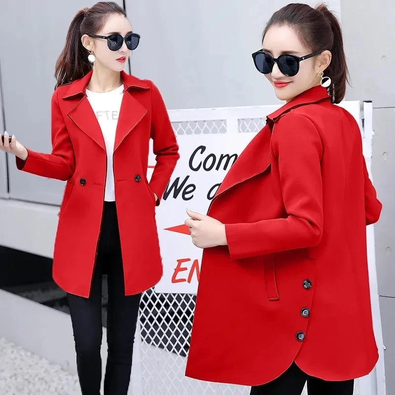 

2024 New Coat Spring And Autumn Women's Windbreaker Fat Sister Was Thin Mid-Length Trench Coat Jacket Female L147