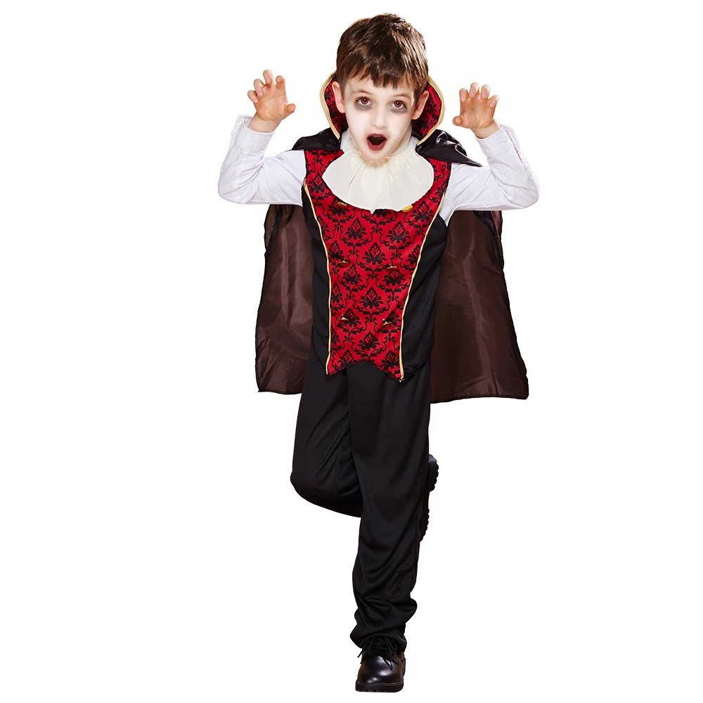 Boy Eraspooky/Коллекция года, страшный Дракула, семейный косплей, Плащ Вампира, костюм на Хэллоуин для взрослых, детские карнавальные вечерние платья - Цвет: Boy