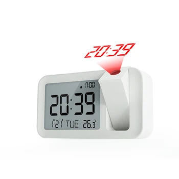 

Projection Alarm Clock for Bedrooms, Digital Alarm Clock with Large 3.8” LED Display & Dimmer, 180° Projector, USB Charger