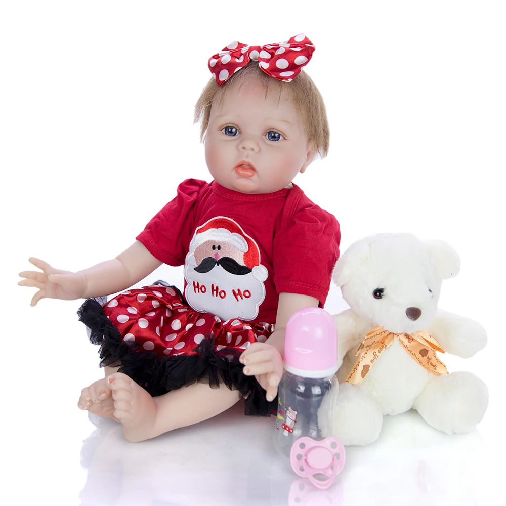 Лучший подарок на Рождество 3/4 силиконовая кукла реборн девочка Bebe ребенок Реалистичная живая принцесса для девочек Спящая кукла игрушка