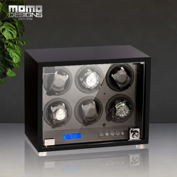 

High quality watch winder box for 6 automatic watches display storage box Wooden reel machine box with LED and LCD touch screen