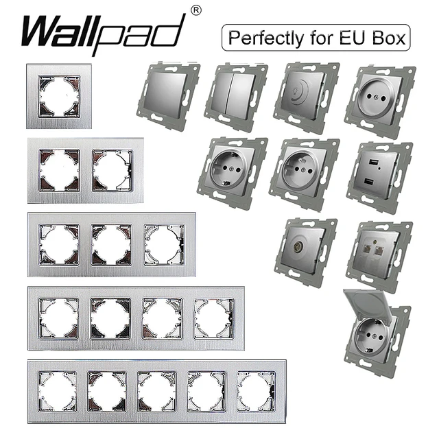 Panel de acero inoxidable de 86 tipos, interruptor de enchufe europeo,  estándar alemán, de pared, Panel de enchufe redondo europeo - AliExpress