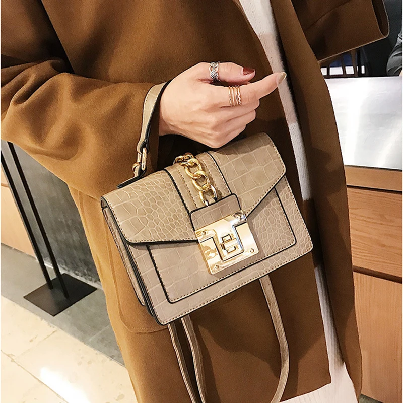 

Fashion Alligator Pu Shoulder Bag For Women Chains Handbags Purses High Quality Crocodile Pattern Crossbody Messenger Bag Flap
