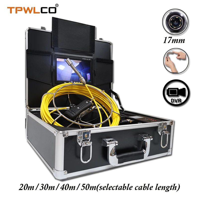 

20-50m Cable 7inch Screen Drain Sewer Pipe Inspection System With DVR Recorder 17mm Industrial Endoscope Camera With 6pcs LEDS