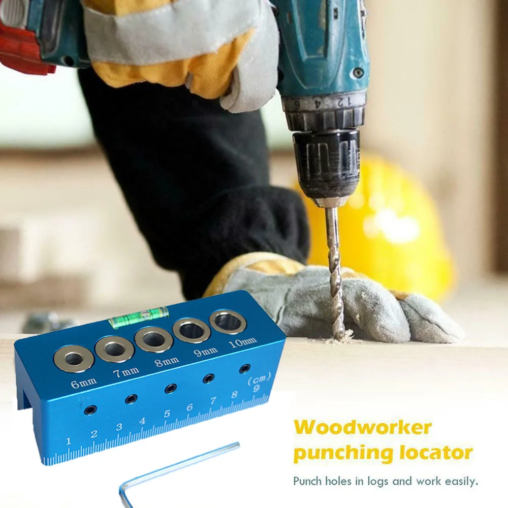 

Pocket Hole Jig Kit With Spirit Level Wood Doweling Jig Drilling Guide Tool For Drill Holes 6mm / 7mm / 8mm / 9mm / 10mm