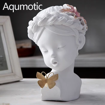 

Aqumotic Lily Girl Gorgeous Home Human Sculpture Statue Kid Satatues Fairy Fashion Home Decor Accessories Modern Gift Figurines