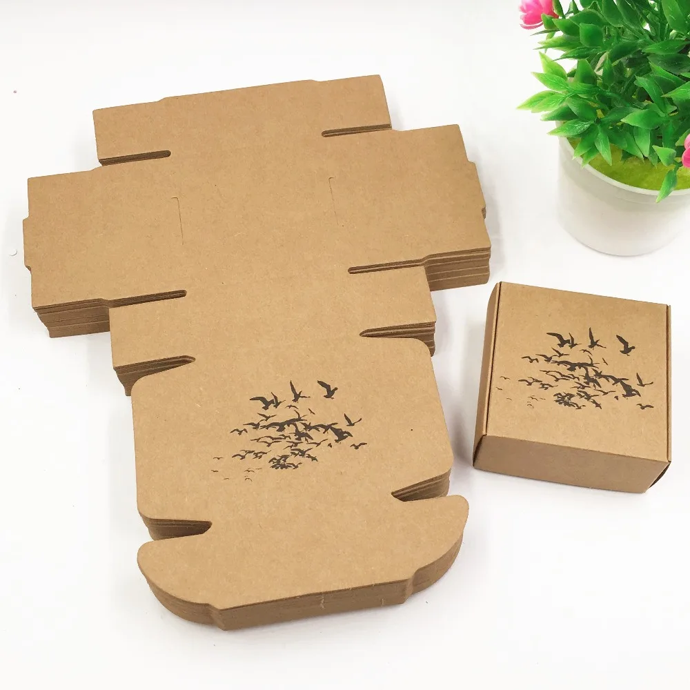 

100pcs/lot Flower patterns Aircraft box Handmade Soap Packaging Kraft Paper Boxes Multicolor candy box packaging box
