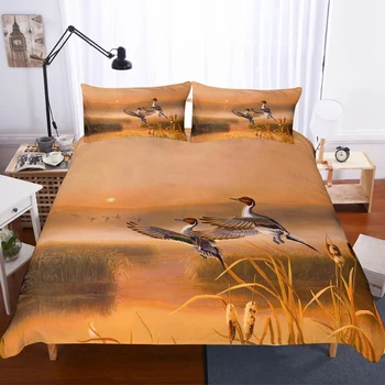 

Flying birds on Prairie Bedding Set Bedroom Decor 100% Microfiber Soft Hypoallergenic Zipper 1PC Duvet Cover with Pillowcases