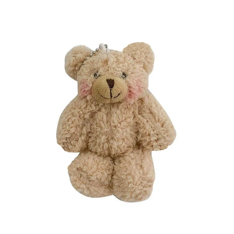 100 шт./лот Kawaii маленькие милые Румяна коричневые/белые медведи 12 см мягкие плюшевые с цепочкой белые игрушки медведь мини игрушки "медведи" DTS002 - Цвет: Brown Tedy bears 02