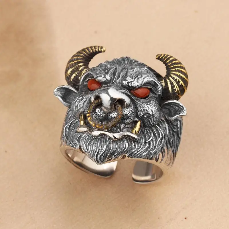 Bull Head Ring ring set gold color rings couples rings stainless steel ring tibetan silver rings signet ring finger watch ring finger ring gold color ring chain ring half face ring amethyst zirconia ring silver ring opening ring fidget spinner ring sparkling heart ring tungsten ring adjustable rings zircon crystal ring wedding rings moissanite diamond ring color change ring wedding ring ceramic ring animal ring For Men