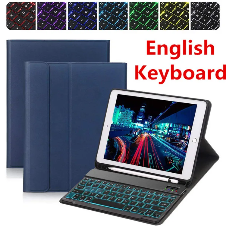 1030E-blue-eng Испанский Русский чехол с подсветкой клавиатуры для iPad 9,7 5th 6th Air 1/2 9,7 Pro 9,7 чехол funda испанская Русская клавиатура - Цвет: 1030E-blue-eng