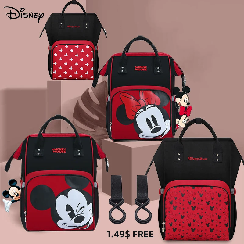 Disney Minnie Mickey sac à langer baterity bébé multifonctionnel poussette Nappy sac voyage sac à dos pour maman USB charge grand nouveau