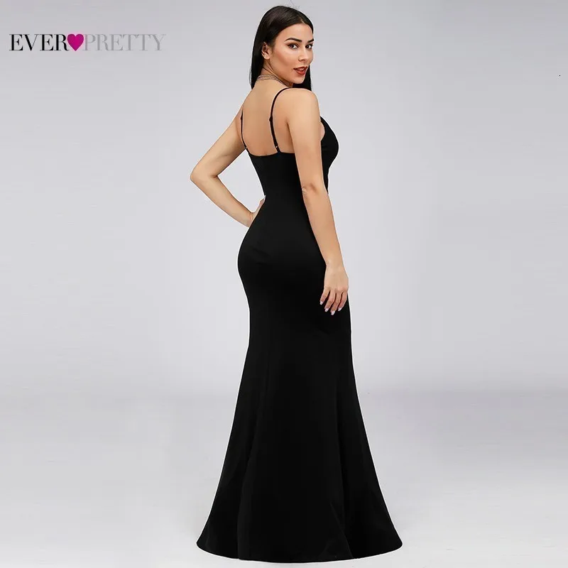 Сексуальное платье подружки невесты в стиле русалки Ever Pretty v-образным вырезом на тонких бретелях элегантные черные свадебные платья для