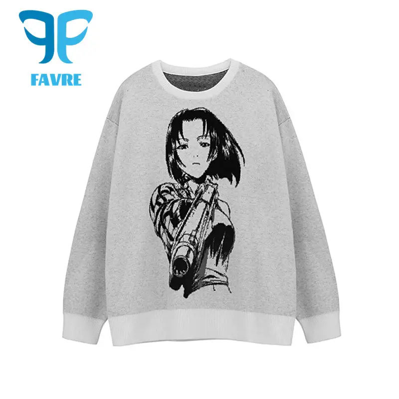 

Свободные женские и мужские пуловеры в стиле ретро, с круглым вырезом