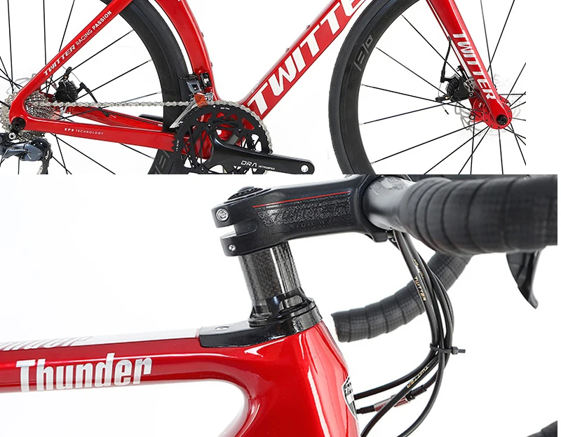 TWITTER Carbon Road bike 22 speed Disc brake road bike Carbon wheel For 105/R7000 UT/R8000 Components