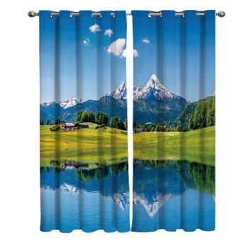 

Alps And Clear Mountain Lakes Room Curtains Large Window Living Room Kitchen Outdoor Indoor Home Decoration
