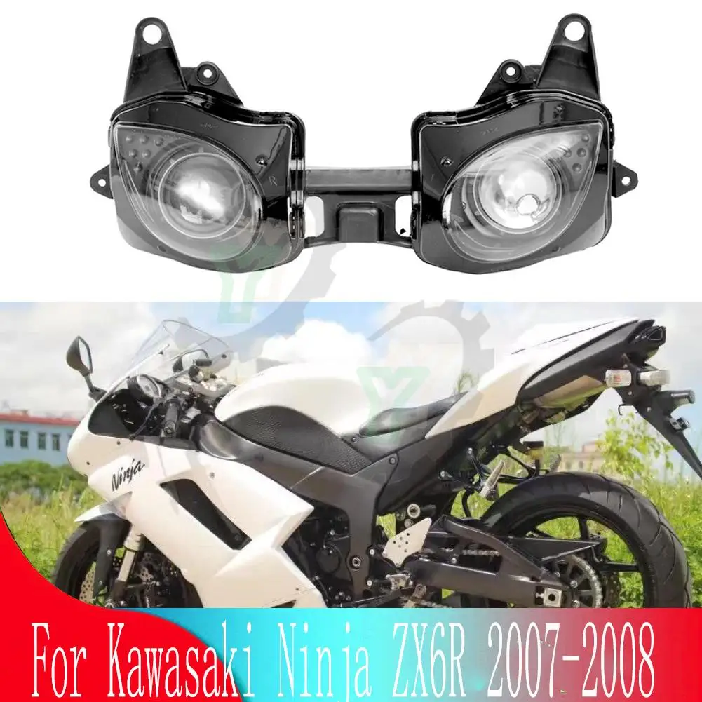 

ZX-6R 07-08 Cafe Racer Motorcycle Front Headlight Headlamp Head Light Lighting Lamp For Kawasaki Ninja 636 ZX6R/ZX 6R 2007-2008