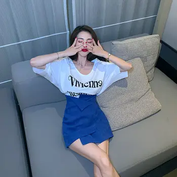 

xl patch plus size two piece set Women Irregular T Shirt+ Skirts Suits Solid Tops Vintage Floral Skirt Sets Elegant
