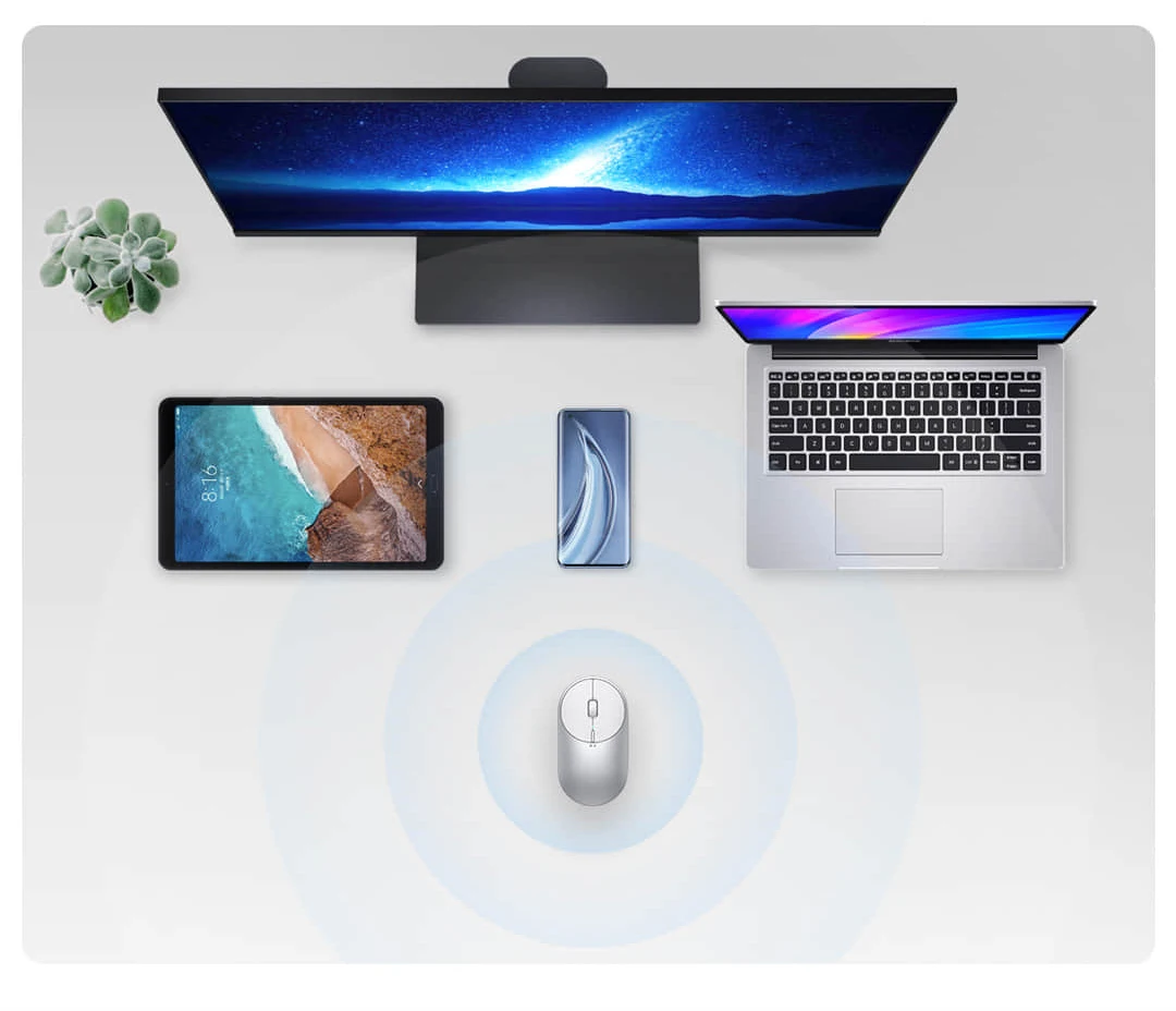 Gadgetoo Xiaomi Mi Portable Mouse 2 Optical Wireless Bluetooth 4.2 Rf 2.4Ghz 4000Dpi Adjustable Dual Mode (Bluetooth+Usb)