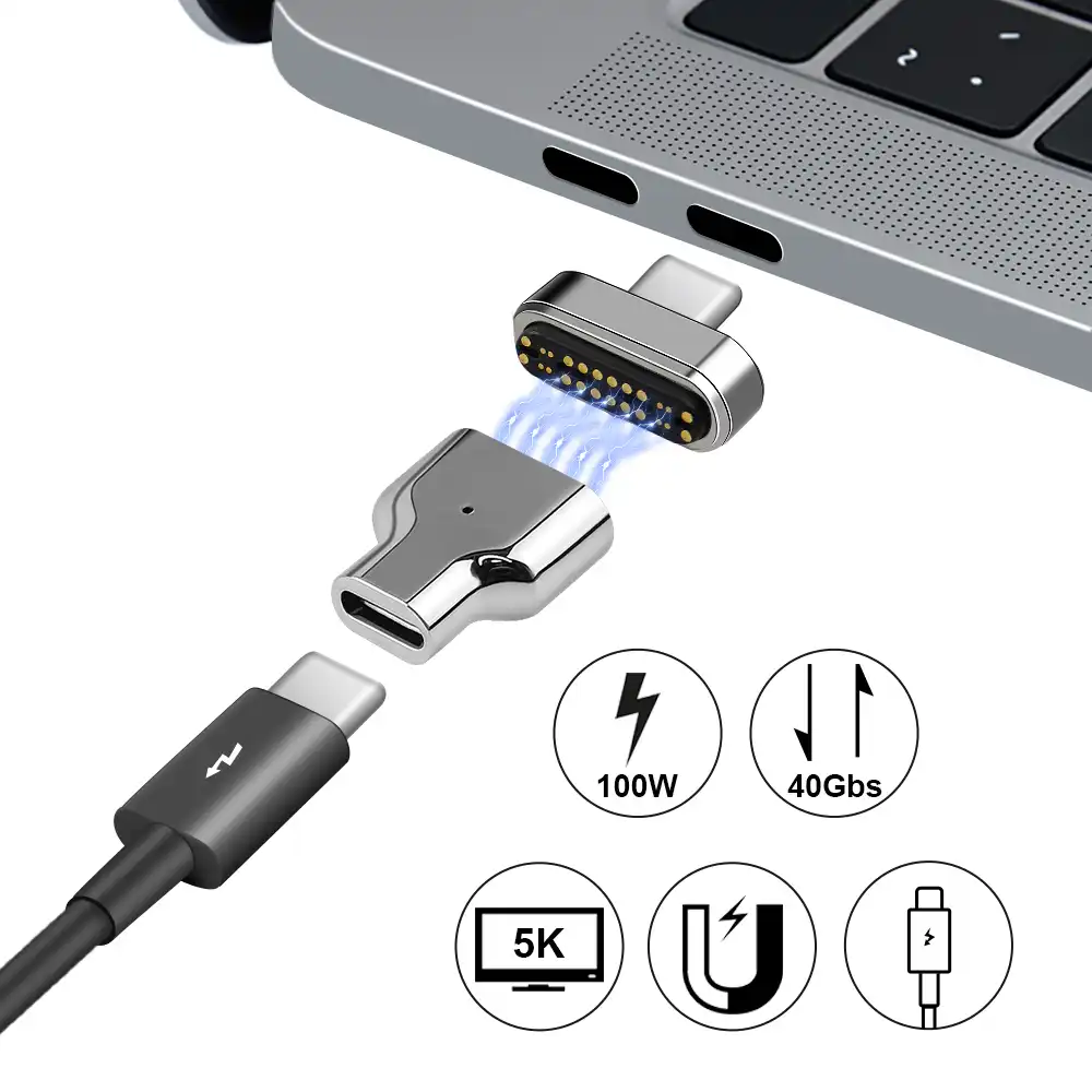 Usb C Magnetic Adapter 24 Pin To Usb C 3 1 Converter Adapter Support 100w Pd 40gbp S Data 5k Video For More Type C Device Phone Adapters Converters Aliexpress