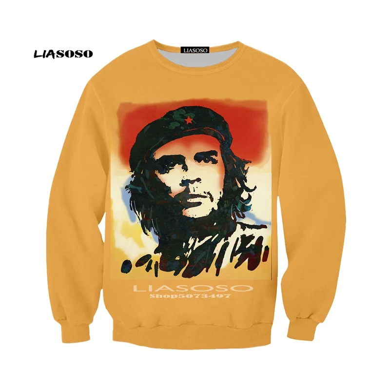 Liasoso, осенняя мода, мужская и женская толстовка, 3D принт, Che Guevara, толстовка с капюшоном, аниме, Harajuku, унисекс, длинный рукав, Повседневный, Забавный пуловер