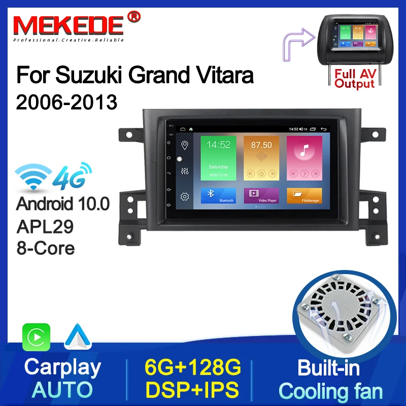 MEKEDE Android 10 6+128G Car GPS DVD For Suzuki Grand Vitara 2006-2013 Multimedia Radio Stereo Support Steering Wheel WIFI BT | Автомобили